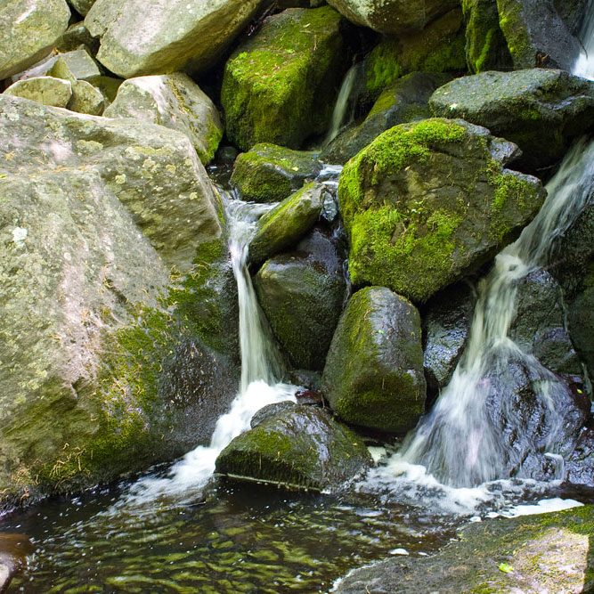 <h4>SCALE FORCE</h4>
<i><small>by Abdullah Quilliam</small></i><p>&nbsp;</p>
“God is the creator of all things; He is the one,
the victorious God. He causeth water to descend from heaven, and the brooks flow according to their respective measure, and the floods bear the flowing froth.”<br/>
<small>Sura xiii. Ar Rad (Thunder), Koran.</small><br/>
"It falls Within a rift between the granite walls,
On either side, the bleak cold stone
Where leafy ferns, and tender moss alone
Find resting place. Between the waving shrubs on high,
Calm and serene, is dimly seen the sky.
Whilst down the narrow gorge the stream
In one long, silvery thread doth seem,
In one continual glittering shower,
An avalanche of diamonds to outpour.
Beneath the fall, a cup like bowl
Receives the stream, then onward it doth roll,
With a low rumbling, grumbling sound,
O’er ruddy boulders, now worn smooth and round
Until another smaller leap it takes,
While all around the spray, like snowy flakes,
Is scattered. Then, as though its mighty wrath
Had been in one great angry burst poured forth,
It gently ripples through the grassy mead,
And to the distant lake doth slowly speed,
And seems as though it murmured on its road
Low cadences of hymns to Nature’s God,
Whose mighty power hath formed them all,
The brook, the lake, the rocks,
the waterfall."
<h4>Scale Force is the largest
waterfall in the Lake District</h4>